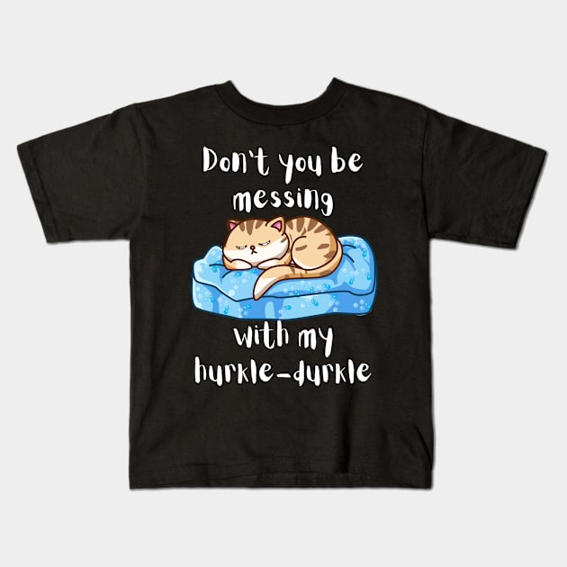 Hurkle-Durkling Kitty Kids T-Shirt by Designs by Mim